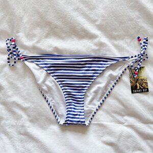 Skinny Dip Stripe String Bikini XL NWT blue & white women's bathing suit
